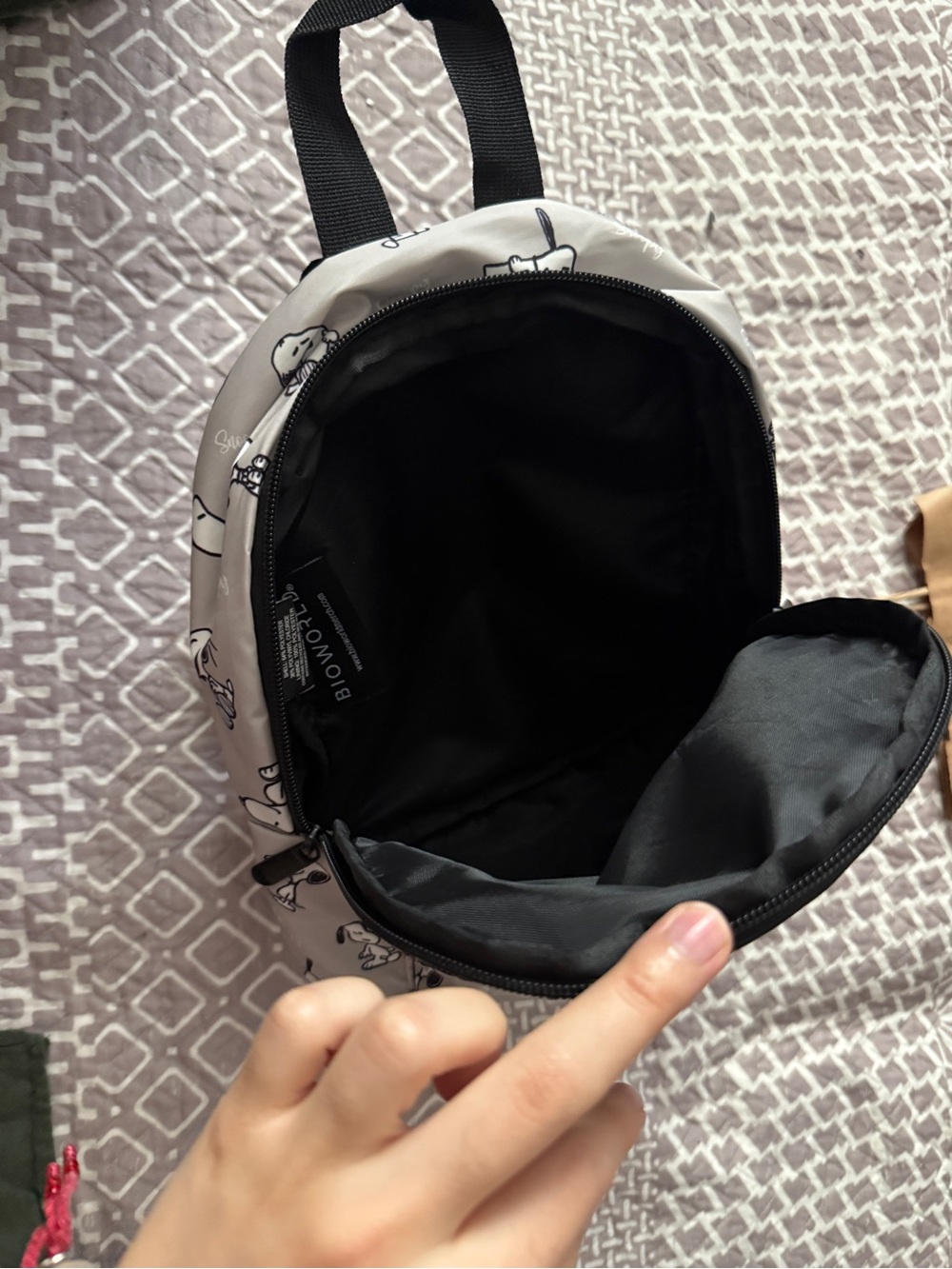 Snoopy Print Grey Mini Backpack - Picture 3 of 4